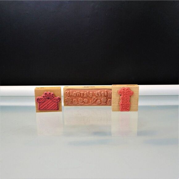 Happy Birthday Presents 3 Rubber Stamps All Night Media Sarah Beise Katie & Co - Picture 2 of 11